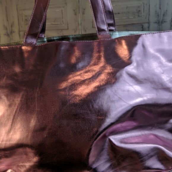 Pink Metallic beach tote bag handbag shoulder girl - Picture 4 of 7